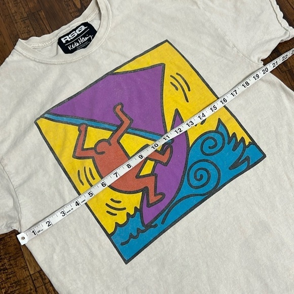 Keith Haring X RSQ Tee Shirt T- shirt size Medium Mineral Wash Tan Retro M - Picture 5 of 8